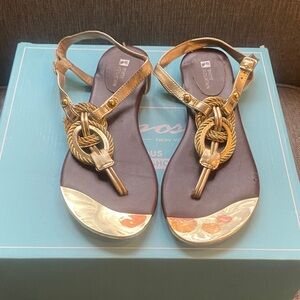 White Mountain Gold and Brown Sandals